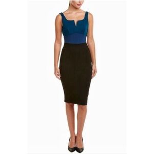 Six Crisp Days Women's Blue and Black Midi Bodycon Dress Size Small